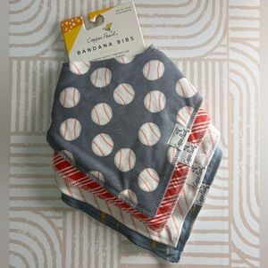Copper Pearl Baseball Bandana Bibs - Gray and Red Set
